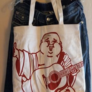 True Religion Mens World Tour Billy Denim Blue Jeans 32  Flap Pocket Stretch.